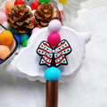Silicone Focal Beads Bow White Spot Outline Colorful Spots 20pcs 6