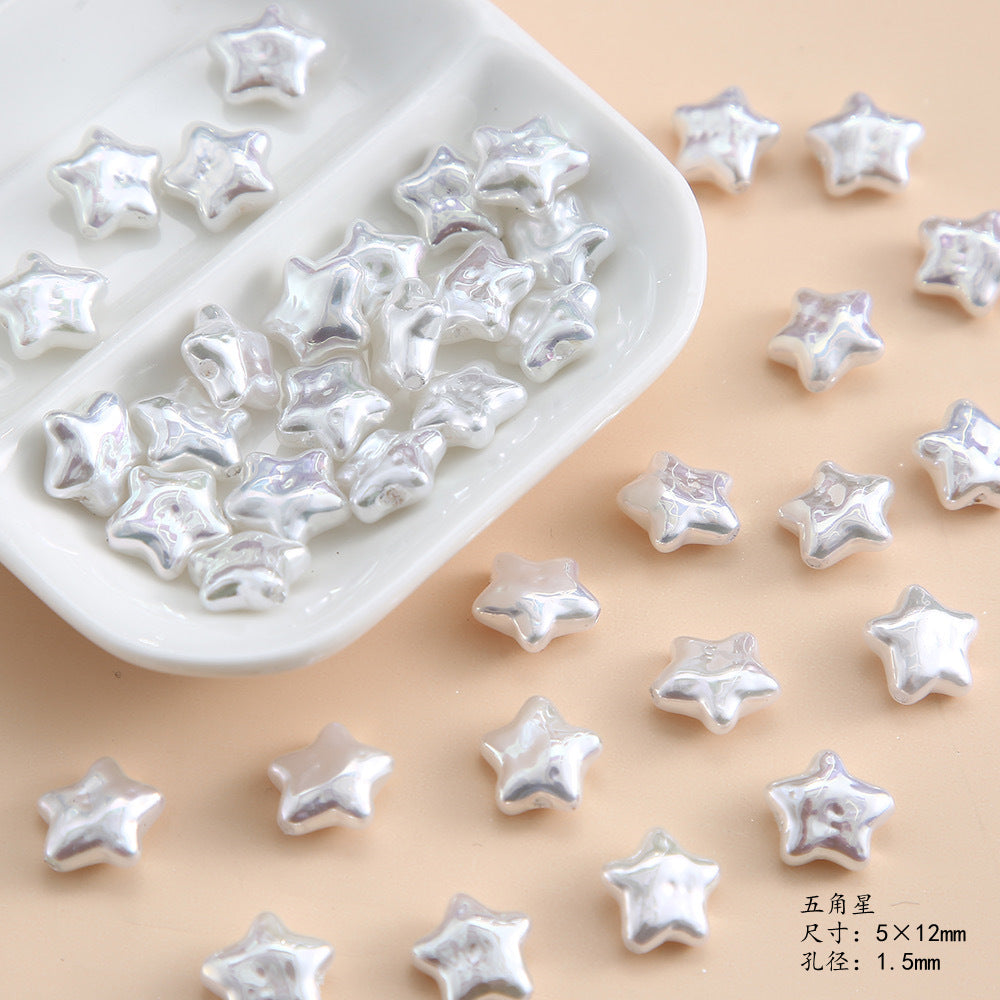 Vintage Imitation Pearl Starfish Series Acrylic Beads Textured Glossy 2pcs 9