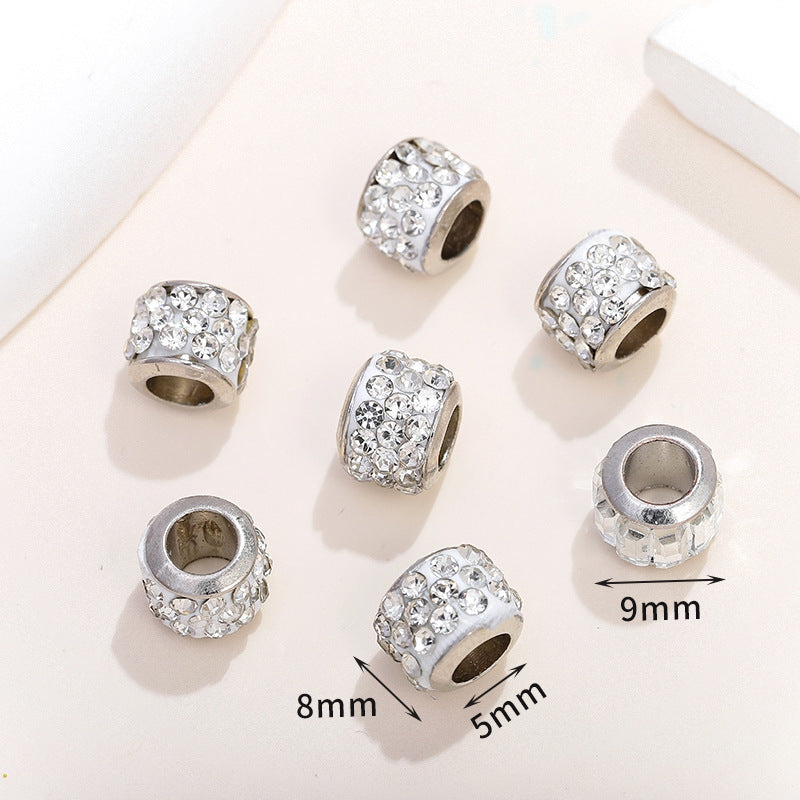Glass Spacer Beads 9mm White Rhinestone-embedded 100pcs