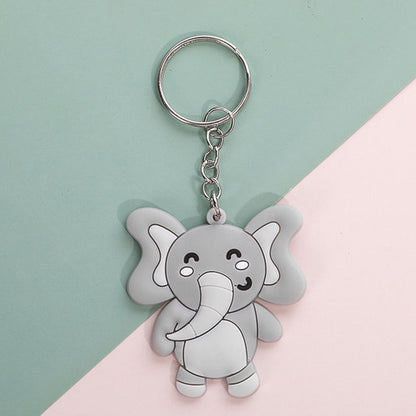 Soft Silicone Animal Keychain Cute Cartoon Wild Animals 5
