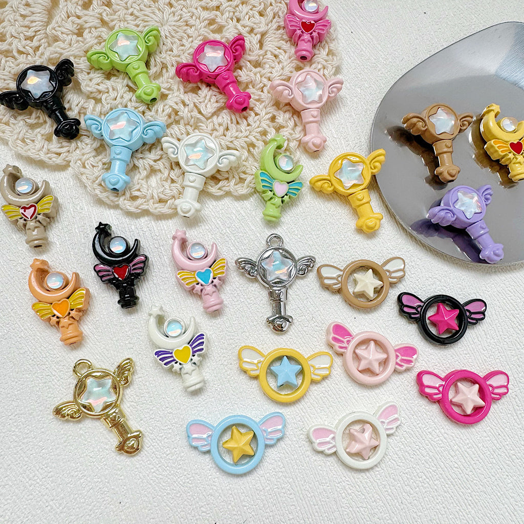 Wand Metal Beads Painted Anime Style Alloy 10pcs 4