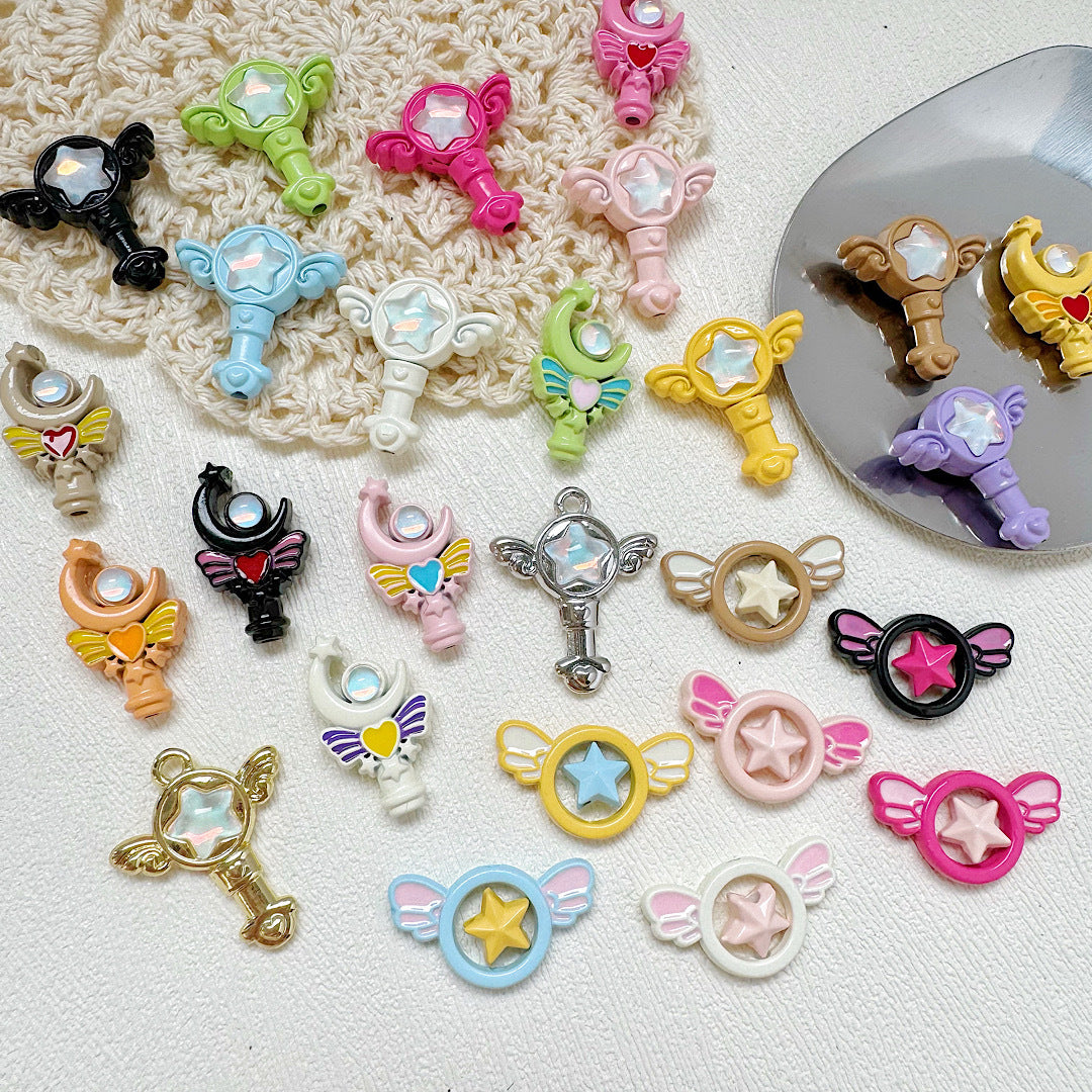 Wand Metal Beads Painted Anime Style Alloy 10pcs 4