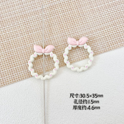 Bow and Star Metal Beads 34mm Painted Pastel Colors 5pcs 13
