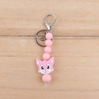 Silicone Cartoon Civet Cat Beaded Keychain Pastel Colors 5