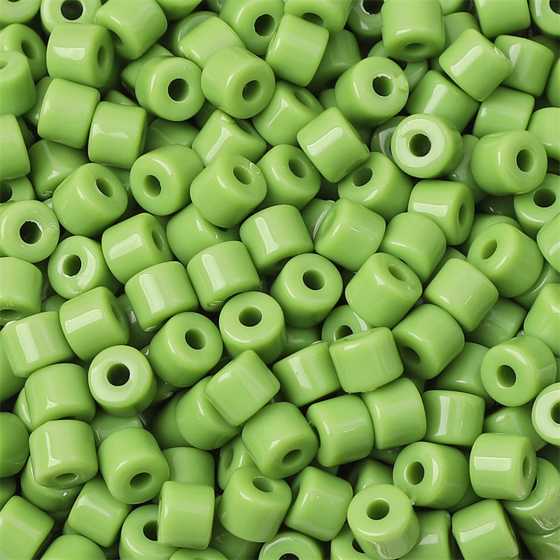 Cream Colored Pony Beads Acrylic 6mm Matte Wide Hole 50pcs 6