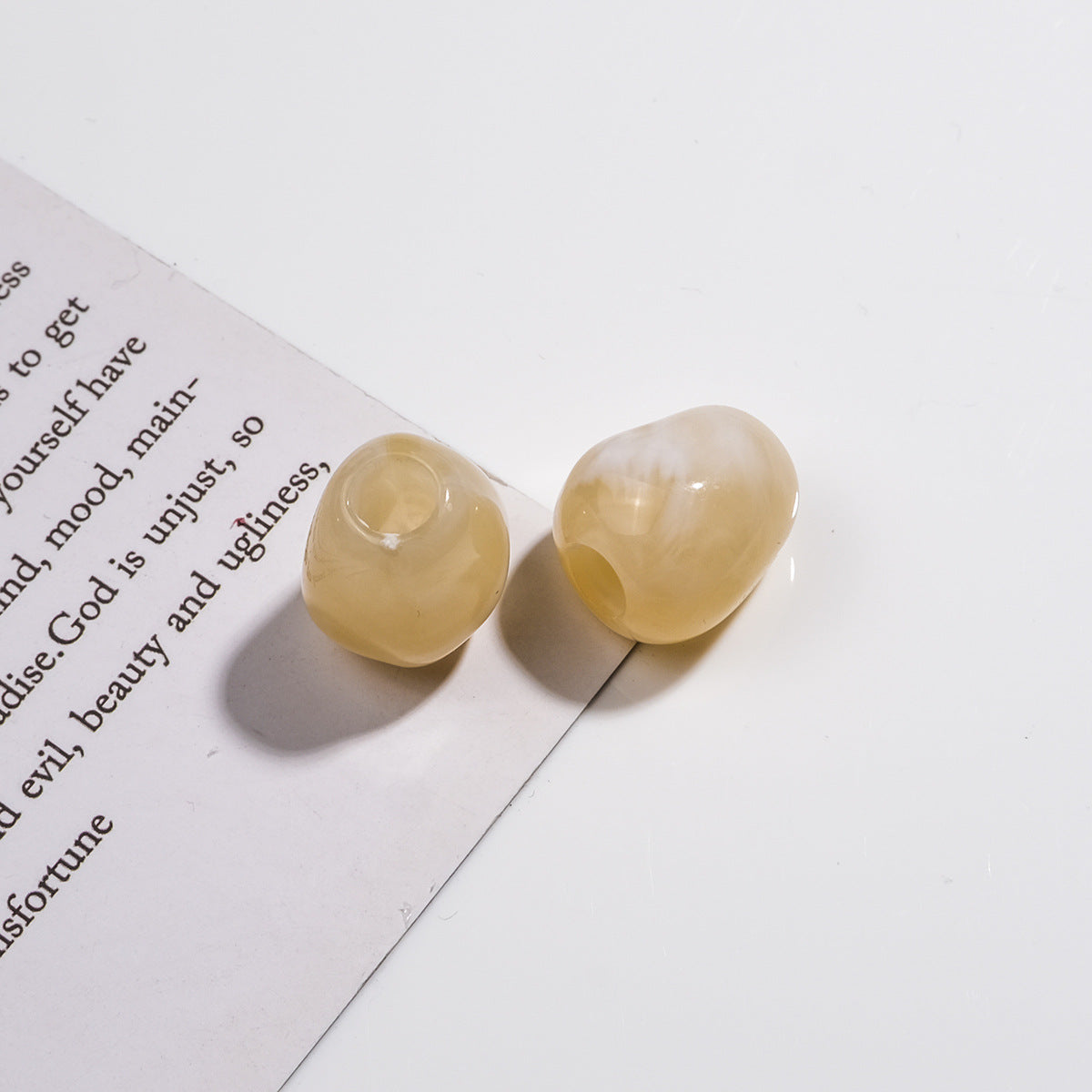Imitation Jade Acrylic Beads 15mm Large Hole Ink Color 50pcs 8