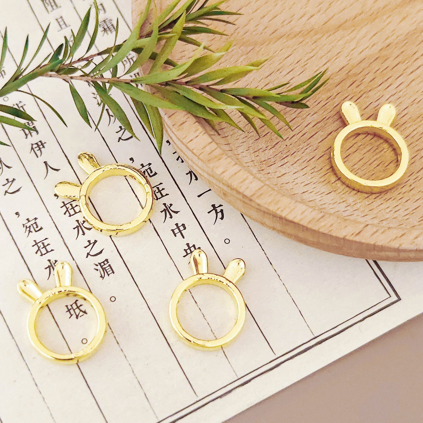 Bunny Ear Metal Beads Frame 17mm Polished Zinc Alloy 30pcs 4