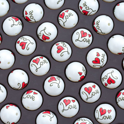 Heart Acrylic Beads 16mm Valentine'S Day Love Printed 20pcs 3