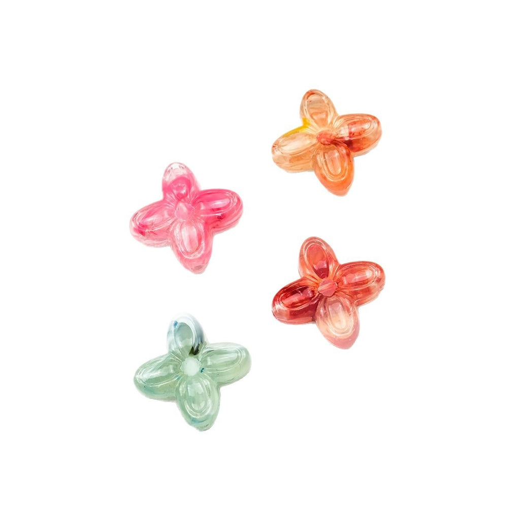 Vintage Clover Acrylic Beads 17mm Transparent Imitation Agate 100pcs 4