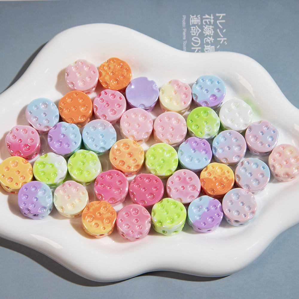 Gradient Colored Cheese Macaron Resin Beads 17mm Plating 20pcs 3