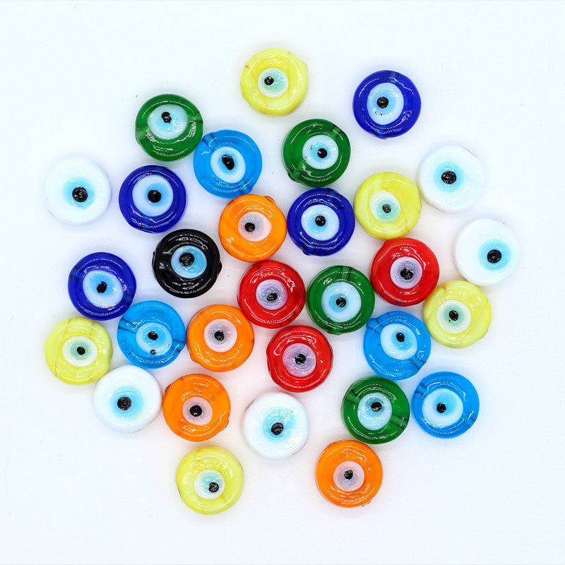 Lampwork Glass Beads Evil Eye Bright Color Handmade 10mm 10pcs