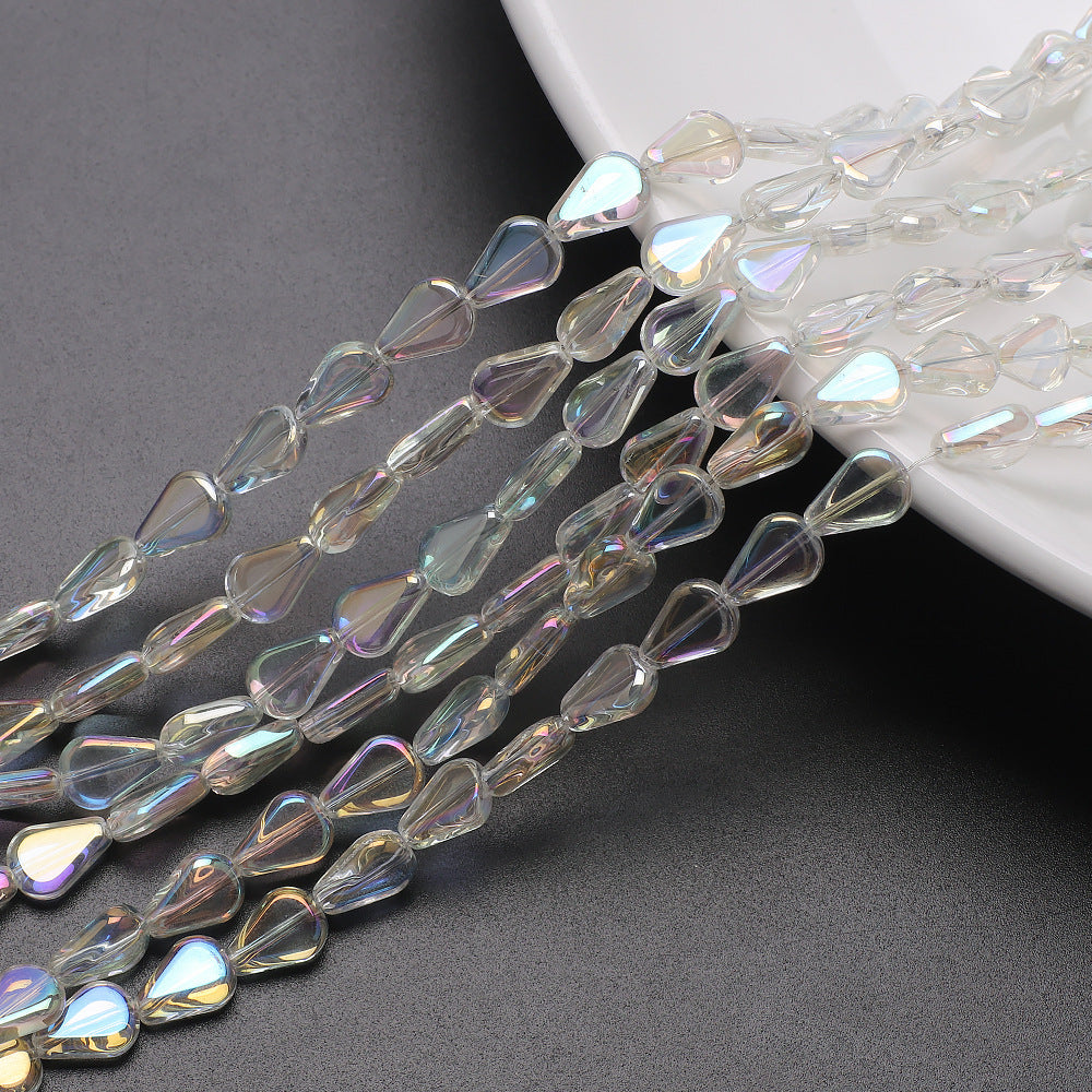 Electroplated Melon Seed Glass Beads 8mm 11mm Teardrop Iridescent 30pcs 18