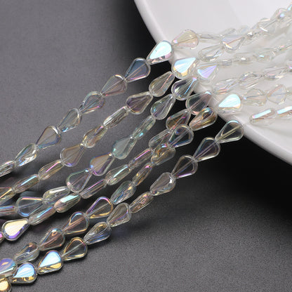 Electroplated Melon Seed Glass Beads 8mm 11mm Teardrop Iridescent 30pcs 18