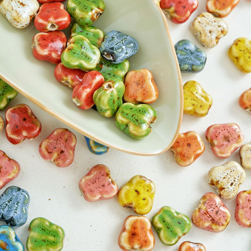 Tiny Butterfly Ceramic Beads 14mm Fambe Glaze Glossy 10pcs 2