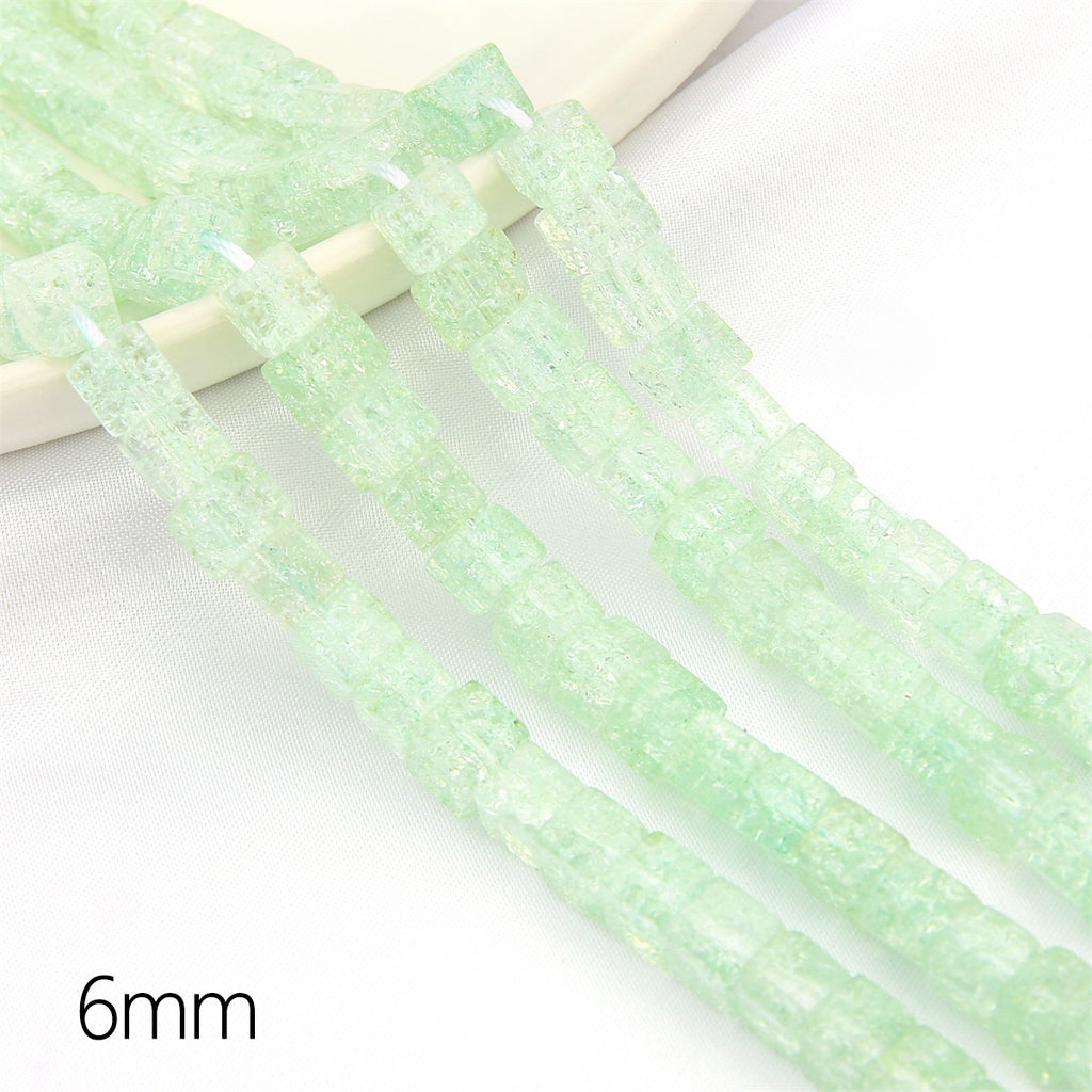 Crackle Square Glass Beads 6mm Multicolor Mixed 59pcs 6