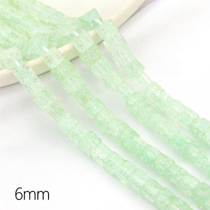 Crackle Square Glass Beads 6mm Multicolor Mixed 59pcs 6
