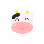Silicone Focal Beads Cow Smiling Faces Pink Gray 20pcs 5
