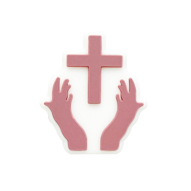 Silicone Focal Beads Pacifier Chain Open Hands Cross Design 20pcs 8