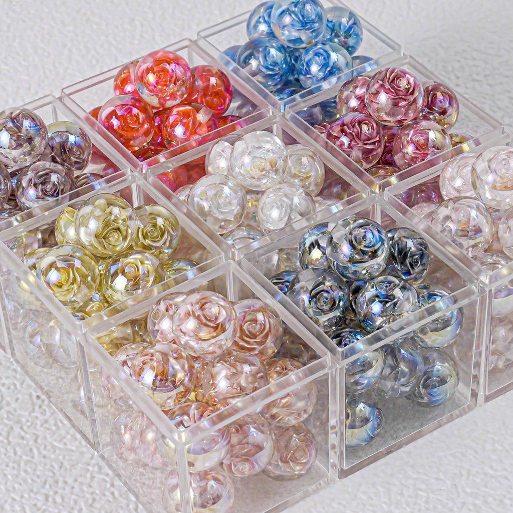 Twilight Rose Resin Beads 16mm Round Mixed Colors 20pcs