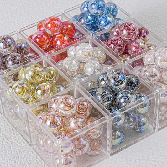 Twilight Rose Resin Beads 16mm Round Mixed Colors 20pcs