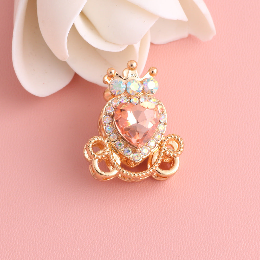 Heart Pumpkin Carriage Rhinestone Beads 28mm Alloy Pave Multi Color 5pcs 27