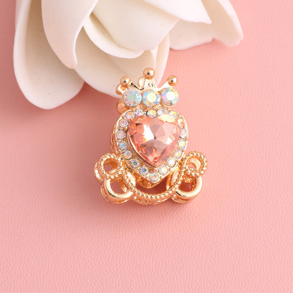 Heart Pumpkin Carriage Rhinestone Beads 28mm Alloy Pave Multi Color 5pcs 27