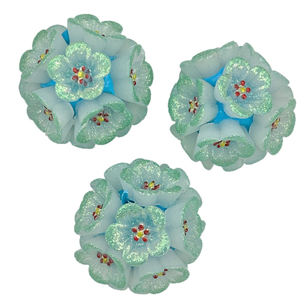 Flower Clay Beads 22mm Shimmer Five Petal Cluster Bubblegum 10pcs 5