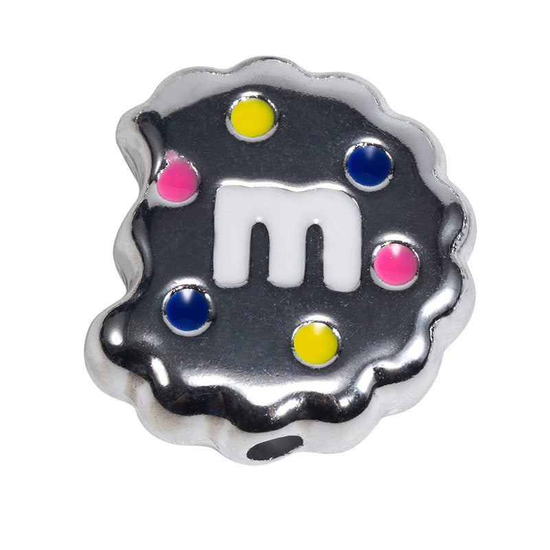 Hand Painted Bitten Cookie Acrylic Beads 22mm Enamel Glossy 10pcs 38
