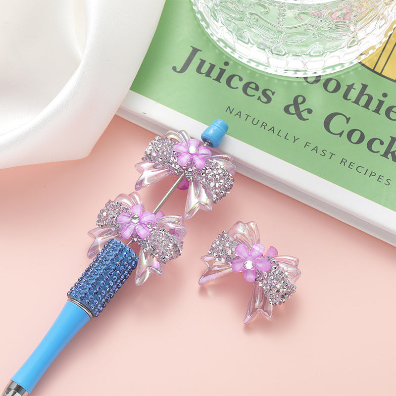 Sakura Bow Acrylic Beads Rhinestone Translucent 10pcs 4