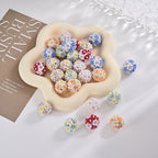 Flower Clay Beads 19mm Multicolor Handmade Polymer 20pcs