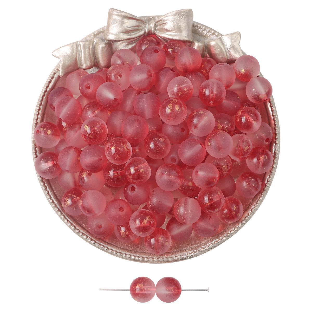 Transparent Frosted Glass Beads 8mm Delicate Gold Flecks 50pcs 25