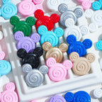 Swirl Mickey Head Acrylic Beads 29mm Colorful Mixed 10pcs