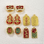 Enamel Alloy Metal Beads New Year Good Luck Series 20pcs 6