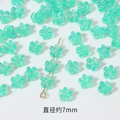 Plating AB Colored Floret Resin Beads 7mm Transparent 100pcs 11