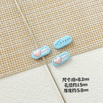 Heart Metal Beads 15-18mm Baking Painted Cherry Blossom Kitten Design 10pcs 18