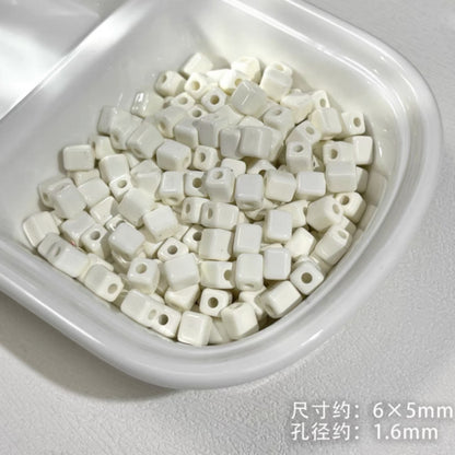 Painted Square Acrylic Beads 6mm 5mm Macaron Color Baking 30pcs 19