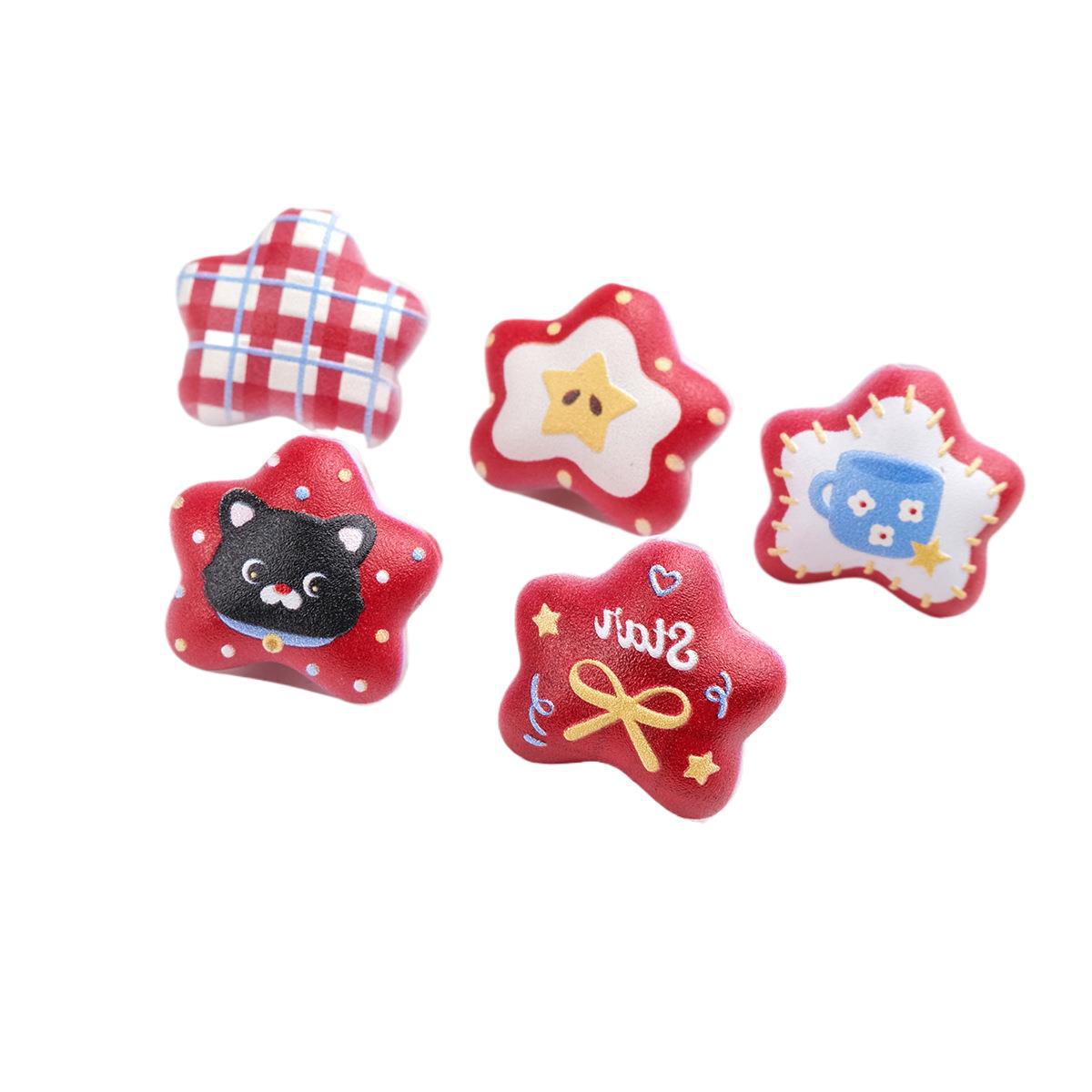Lucky Red Star Acrylic Beads 20mm Colorful Mixed 20pcs 5