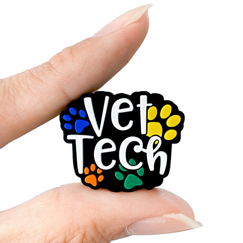 Silicone Focal Beads Vet Tech Dog Claws With Vet Tech Lettering 20pcs 5