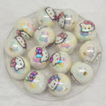 UV Plating Round Acrylic Beads 16mm Hello Kitty Printed 100pcs 4
