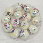 UV Plating Round Acrylic Beads 16mm Hello Kitty Printed 100pcs 4