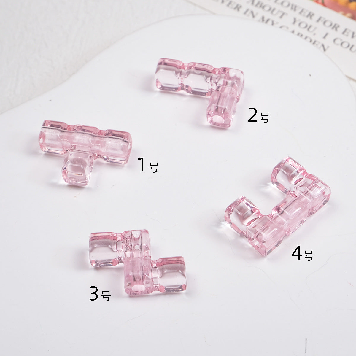 Clear Terris Block Acrylic Beads 20mm Translucent Geometric 50pcs 17