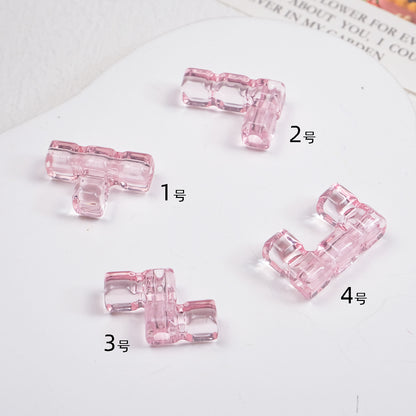 Clear Terris Block Acrylic Beads 20mm Translucent Geometric 50pcs 17