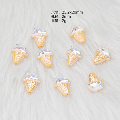 Ice Cream Dessert Resin Beads Glossy Iridescent Pastel 20pcs 10