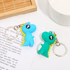 Silicone Dinosaur Couple Keychain Cute Colorful Dino Charm 3