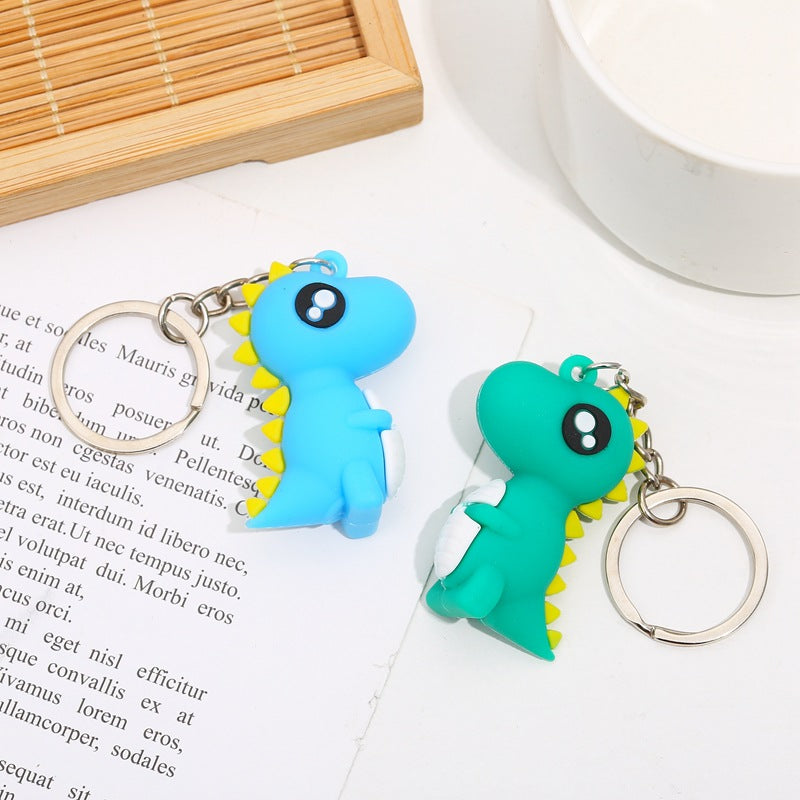 Silicone Dinosaur Couple Keychain Cute Colorful Dino Charm 3
