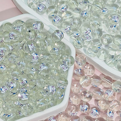 Transparent Round Glass Beads 10mm Cartoon Character Printing 100pcs 16