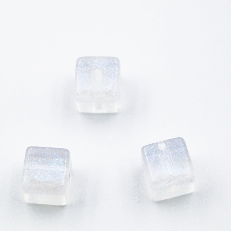 Glitter Square Acrylic Beads 12mm Transparent Pastel 20pcs 4