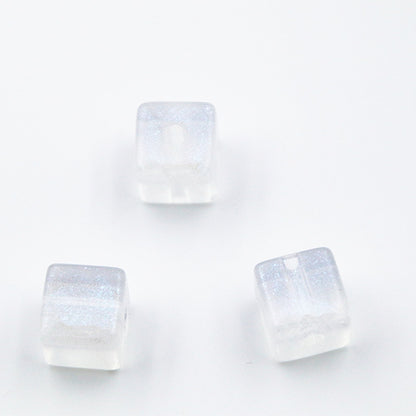 Glitter Square Acrylic Beads 12mm Transparent Pastel 20pcs 4