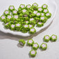 Double-Sided Flower Enamel Acrylic Beads 12mm Dual Color 50pcs 15