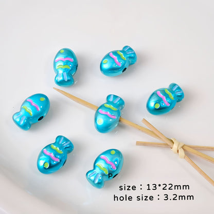 Painted Fish Acrylic Beads 22x13mm Glossy Pastel Neon Wavy Lines 10pcs 13